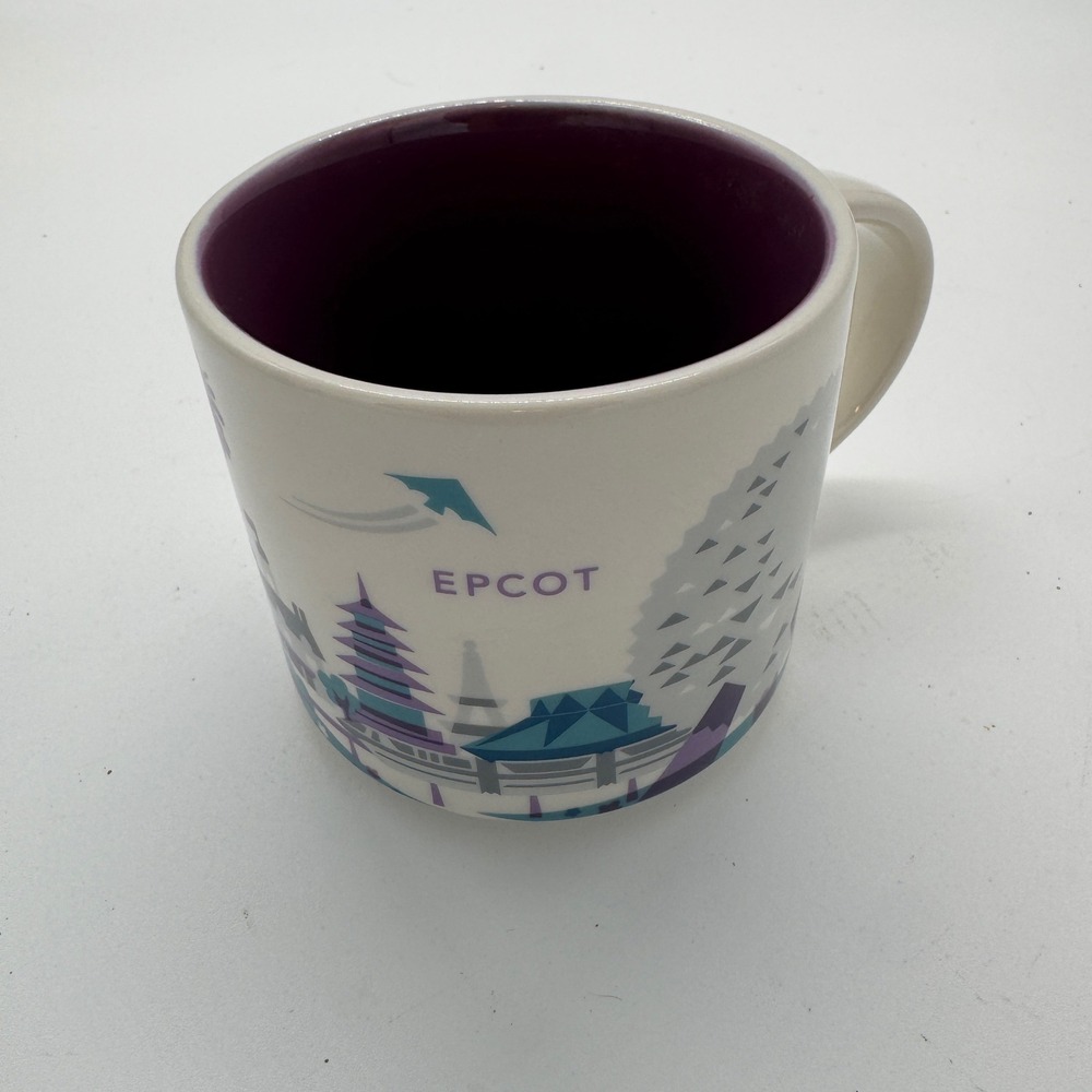 Starbucks You Are Here Disney Epcot Mug Purple Interior Ceramic Coffee Cup 14oz